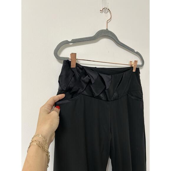 Wide Leg Full Length Trouser Pants Silk Stretch Goth Emo Witchy Size 2 Womens - Picture 2 of 11